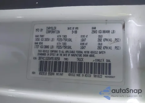 1999 Dodge Ram 1500 St from USA, damaged, VIN 3B7HC13Z6XM518258